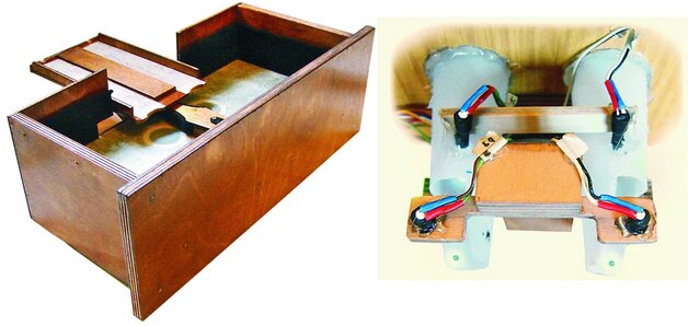 Rys. 4. Konstrukcja szuflady: po lewej część ruchoma, po prawej część nieruchoma